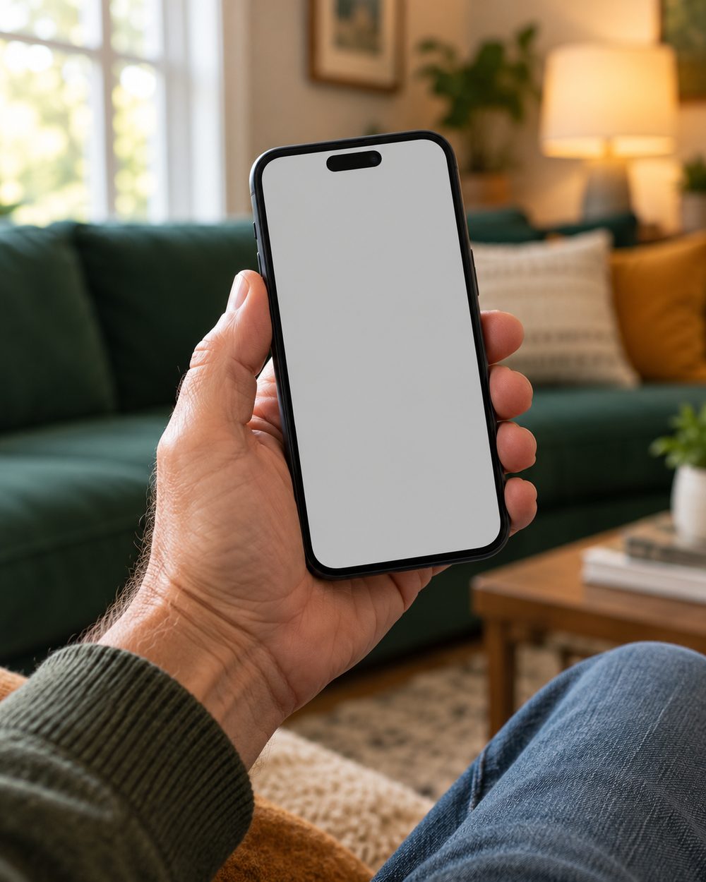A hand holding a smartphone